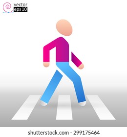 Vector pseudo three-dimensional road sign "crosswalk"