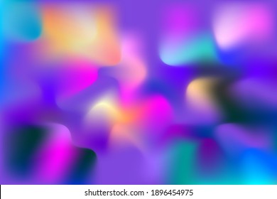 Vector psychedelic holographic background. A magical space of iridescent wavy shapes. Mesh gradient.