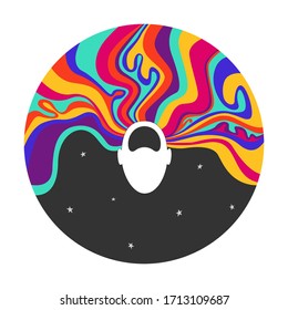 Vector psychedelic illustration of brain explosion