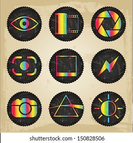 vector psychedelic photography icons