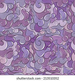Vector psychedelic seamless texture with abstract waves. Psychedelic eggplant. Vector background 
