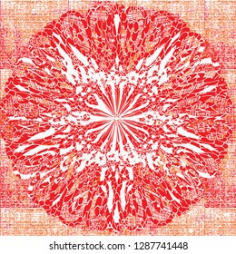 Vector; Psychedelic style background, modern damask, motifs on checks texture. elegance pattern 