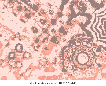 Vector Psychedelic Tie Dye. Pink Watercolor Illustration. Indian Textured Border prints. Pink Batik Brush. Ethnic Rustic Textile Print. Space Dyed Texture. Handmade Creative Wallpaper.