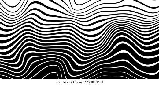 Vector Psychedelic Wavy Background. Linear Illustrations with smooths distorted transition effect. For App Interfaces Posters Patterns Business Cards Animation Web Clothes Etc