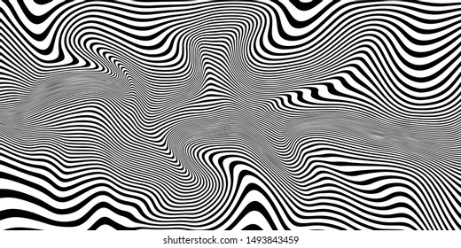 Vector Psychedelic Wavy Background. Linear Illustrations with smooths distorted transition effect. For App Interfaces Posters Patterns Business Cards Animation Web Clothes Etc