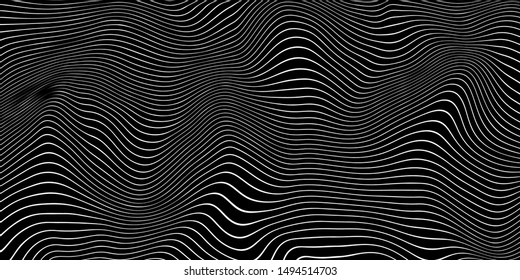 Vector Psychedelic Wavy Background. Linear Illustrations with smooths distorted transition effect. For App Interfaces Posters Patterns Business Cards Animation Web Clothes Etc