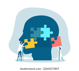 Vector of a psychologist helping patient to solve psychological problem.Mental health concept. 