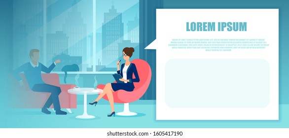 Vector of a psychologist and a male patient sitting on the armchairs in the living room having a discussion 
