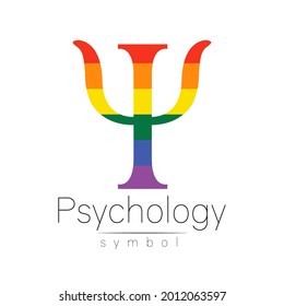 Vector psychology LGBTQA symbol. Pride flag background. Icon for gay, lesbian, bisexual, transsexual, queer and allies person. Can be use for sign activism or counseling. LGBT isolated on white.