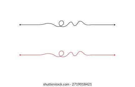 Vektorpsychotherapie komplexe Chaos Chaos und Ordnung Pfad. Unübersichtlich gezeichnete Skizze Zweck einfache Kugel Konzept Kritzeln. Chaos Knotenlinie Psychotherapie kontinuierliche Vektorgrafik Kunst. EPS 10 .