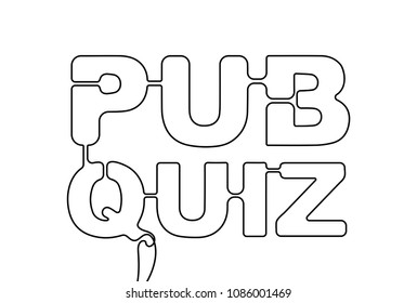 Vector pub quiz. One line style illustration