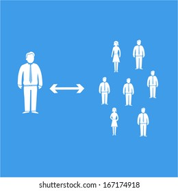 vector public relations icon | flat design infographic template on blue background