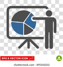 Vector Public Report EPS vector icon. Illustration style is flat iconic bicolor cobalt and gray symbol on a transparent background.