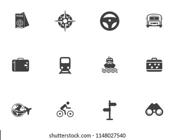 Vector Public Transport Icons. Taxi, Train, Tram, Truck, Vehicle And More Transportation Icons