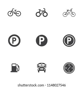 Vector Public Transport Icons. Taxi, Train, Tram, truck, vehicle and more transportation Icons