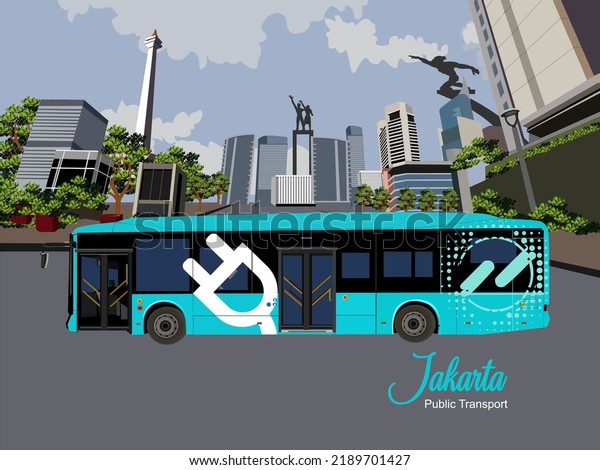 Vector:\
Public transportation in Jakarta,\
Indonesia.