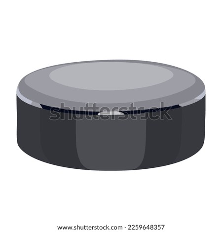 Vector puck for hockey game in flat technique 