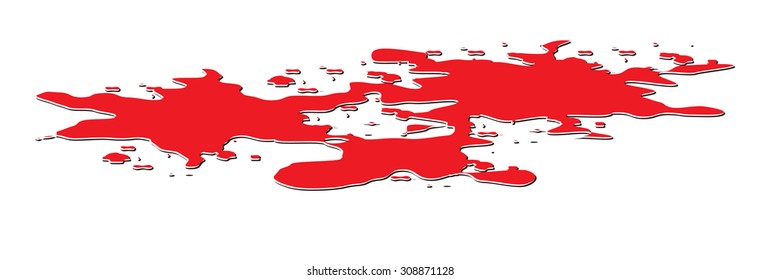 Vector puddle of blood isolated on white background, Red plash of blood