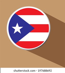 Vector - Puerto Rico button icon with long shadow 