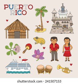 Vector Puerto Rico Doodle Art for Travel and Tourism