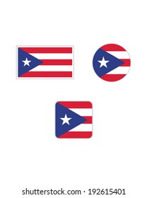 Vector Puerto Rico Flag And Icon Set