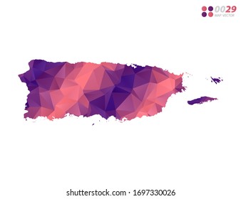 Vector of Puerto Rico map colorful polygon red triangle mosaic with white background. style gradient.