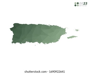Vector de Puerto Rico mapa el triángulo verde polígono mosaico con fondo blanco. degradado de estilo.