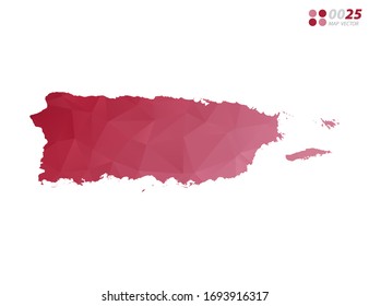 Vector of Puerto Rico map red polygon triangle mosaic with white background. style gradient.