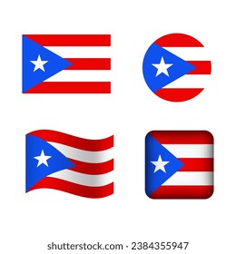 Vector Puerto Rico National Flag Icons Set