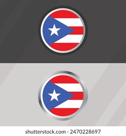 Vector Puerto Rico Plantilla de bandera redonda