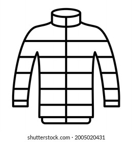 Vector Puffer Jacket Outline Icon Design
