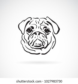 Vector of pug dog face on white background, Pet. Animals. Easy editable layered vector illustration.