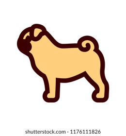 Vector Pug Dog Icon Isolated On White Background