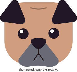 
Vector pug dog on white background