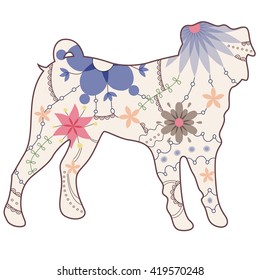 Vector  pug dog vintage
