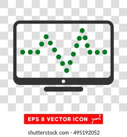Vector Pulse Chart EPS vector icon. Illustration style is flat iconic bicolor green and gray symbol on a transparent background.