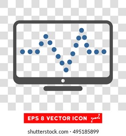 Vector Pulse Chart EPS vector pictograph. Illustration style is flat iconic bicolor cobalt and gray symbol on a transparent background.