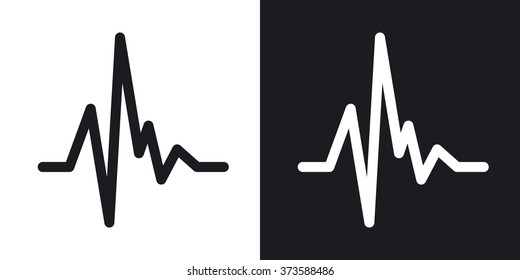 Vector pulse heart rate icon. Two-tone version on black and white background