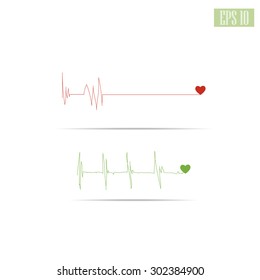 Vector pulse icon Heart beat, cardiogram. Abstract heart beats cardiogram illustration - vector