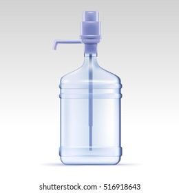 Vector pump water cooler. Big transparent bottle for office. Water delivery