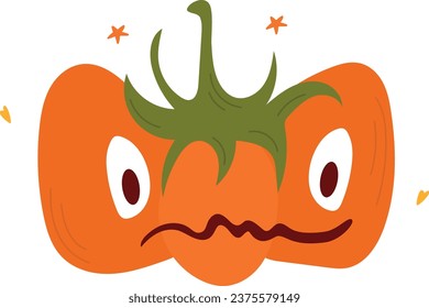 Vector pumpkin with angry face in cute cartoon style