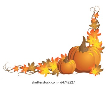 Vector pumpkin with autumn leaves
