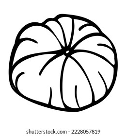 Vector pumpkin, black and white icon.