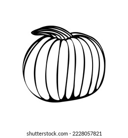 Vector pumpkin, black and white icon.