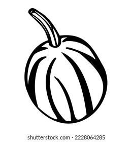 Calabaza vectora, icono blanco y negro.