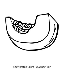 Vector pumpkin, black and white icon.