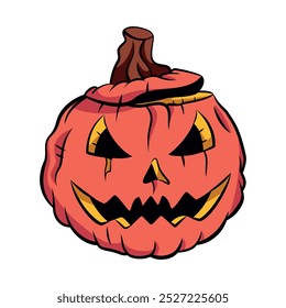 Vector Pumpkin Cartoon Retro Style Illustration Isolated