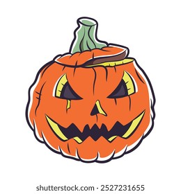 Vector Pumpkin Cartoon Retro Style Illustration Isolated