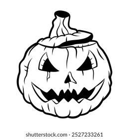 Vector Pumpkin Cartoon Retro Style Illustration Isolated