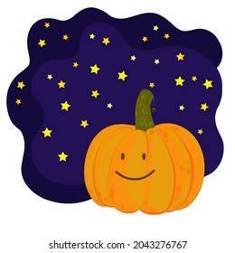 Calabaza vectora, personaje lindo. Motivo de Halloween. Elemento para el diseño. Excelente para papel de pared, tela, impresiones